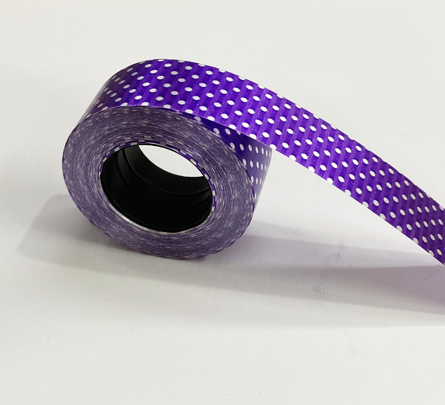 Polka Printed Ribbon- Purple- 14 metres approx
