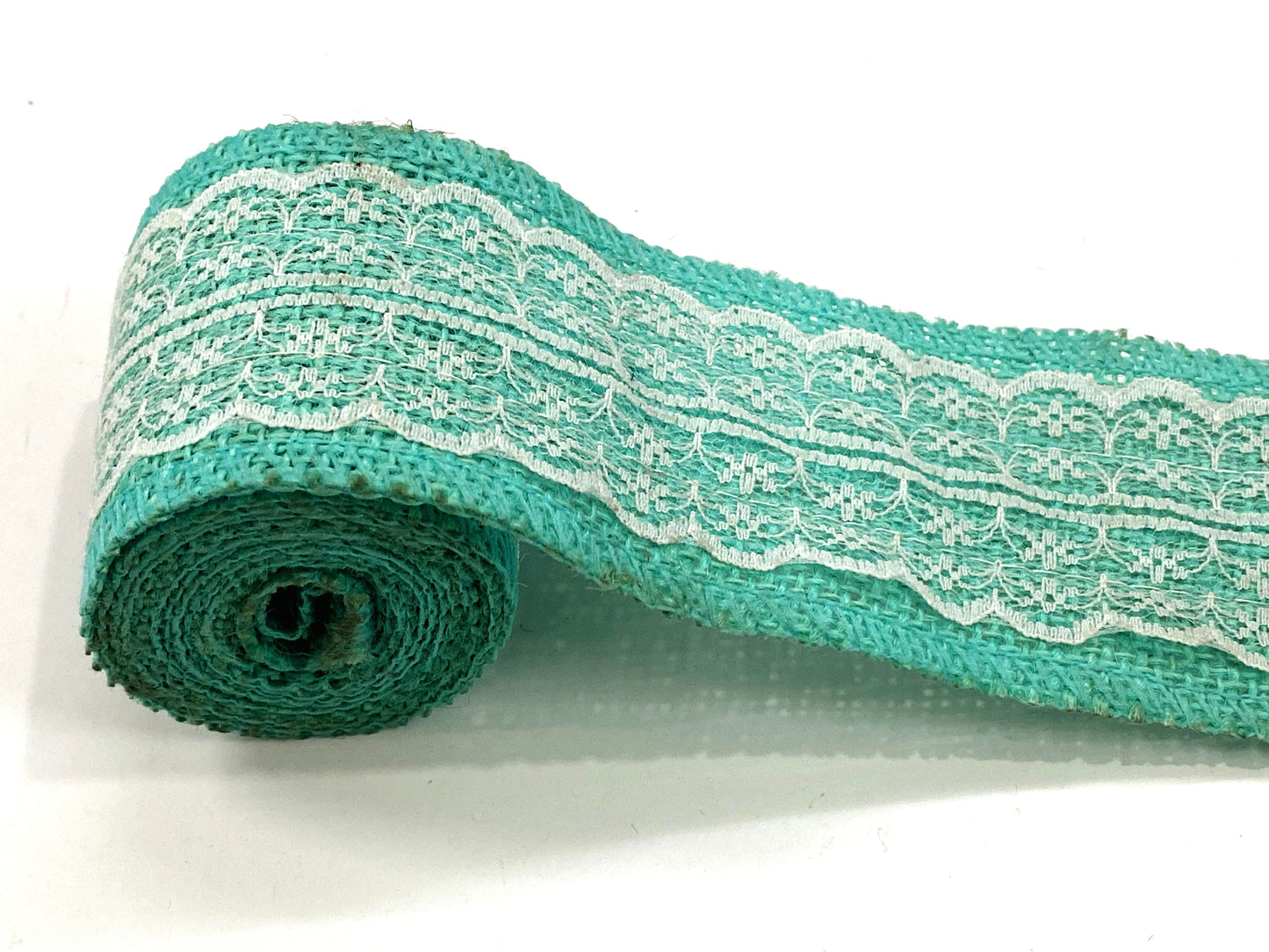 Jute and Net Lace- 1 roll- 2 mtr- Sea green