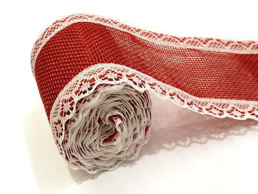 Jute Lace- 1 roll- Red- 2 mtr- Red