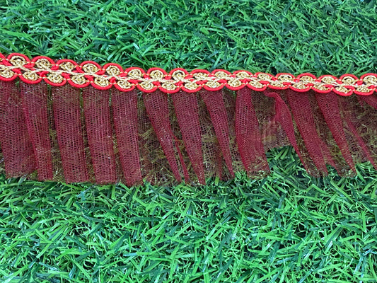 Frill Net Lace- 1 mtr- Mehroon