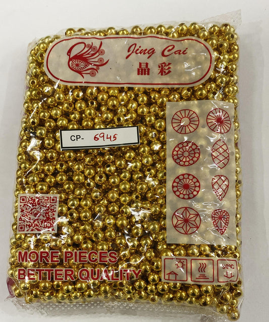 Golden Beads - 500 gm - 8 mm