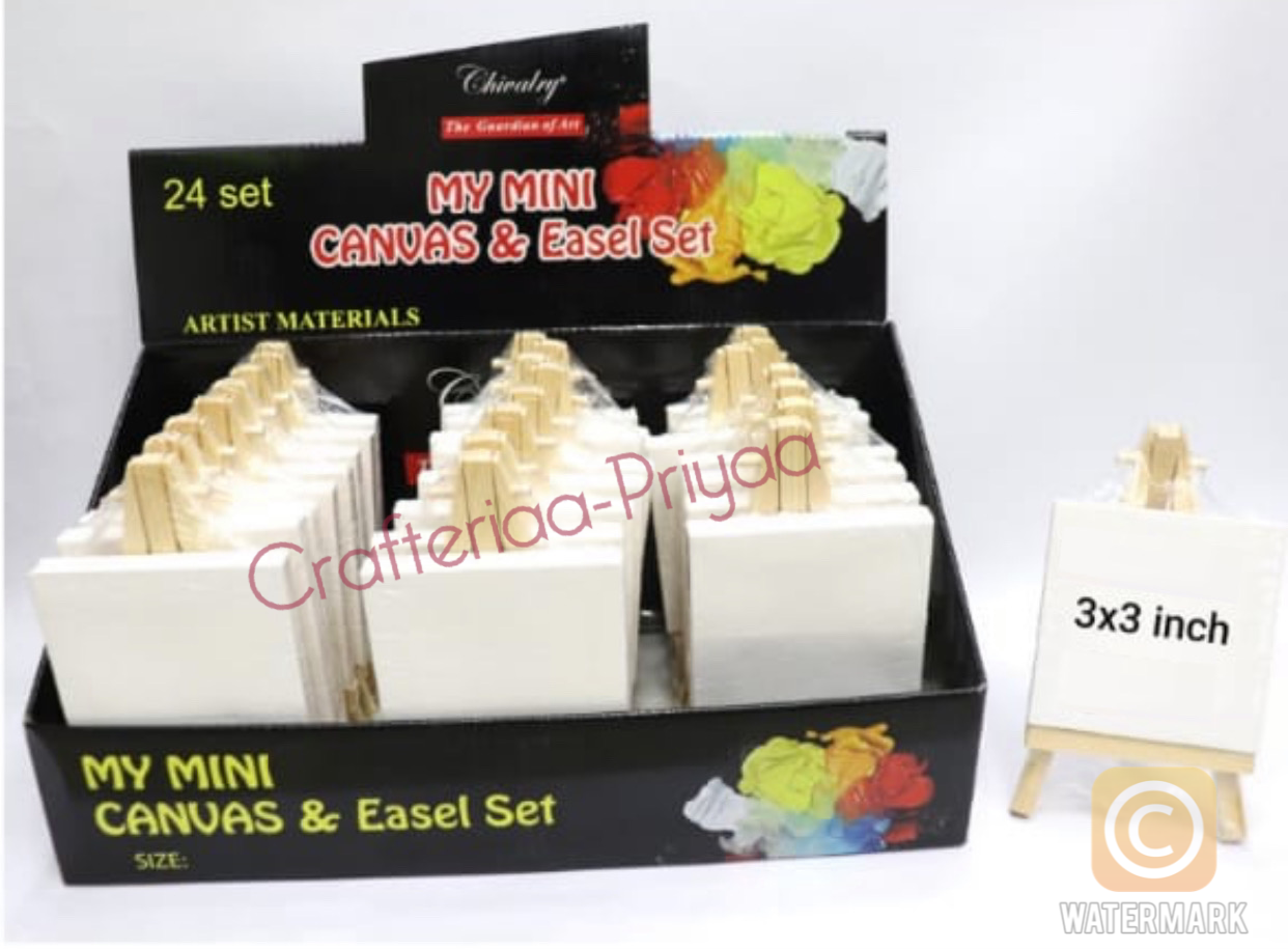 Mini Canvas and Easel Set- 8*8 cm- 1 piece