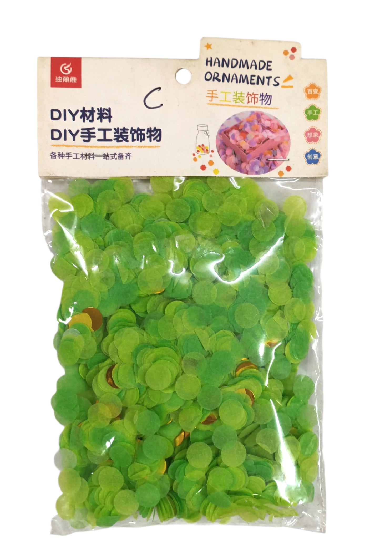 Green Colour Paper Handmade Ornaments or Confetti