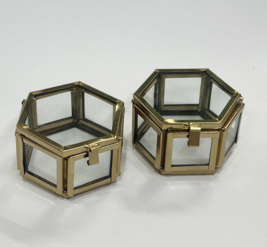 Vintage Glass Box Set for Ring –2 inch - 2 pieces-