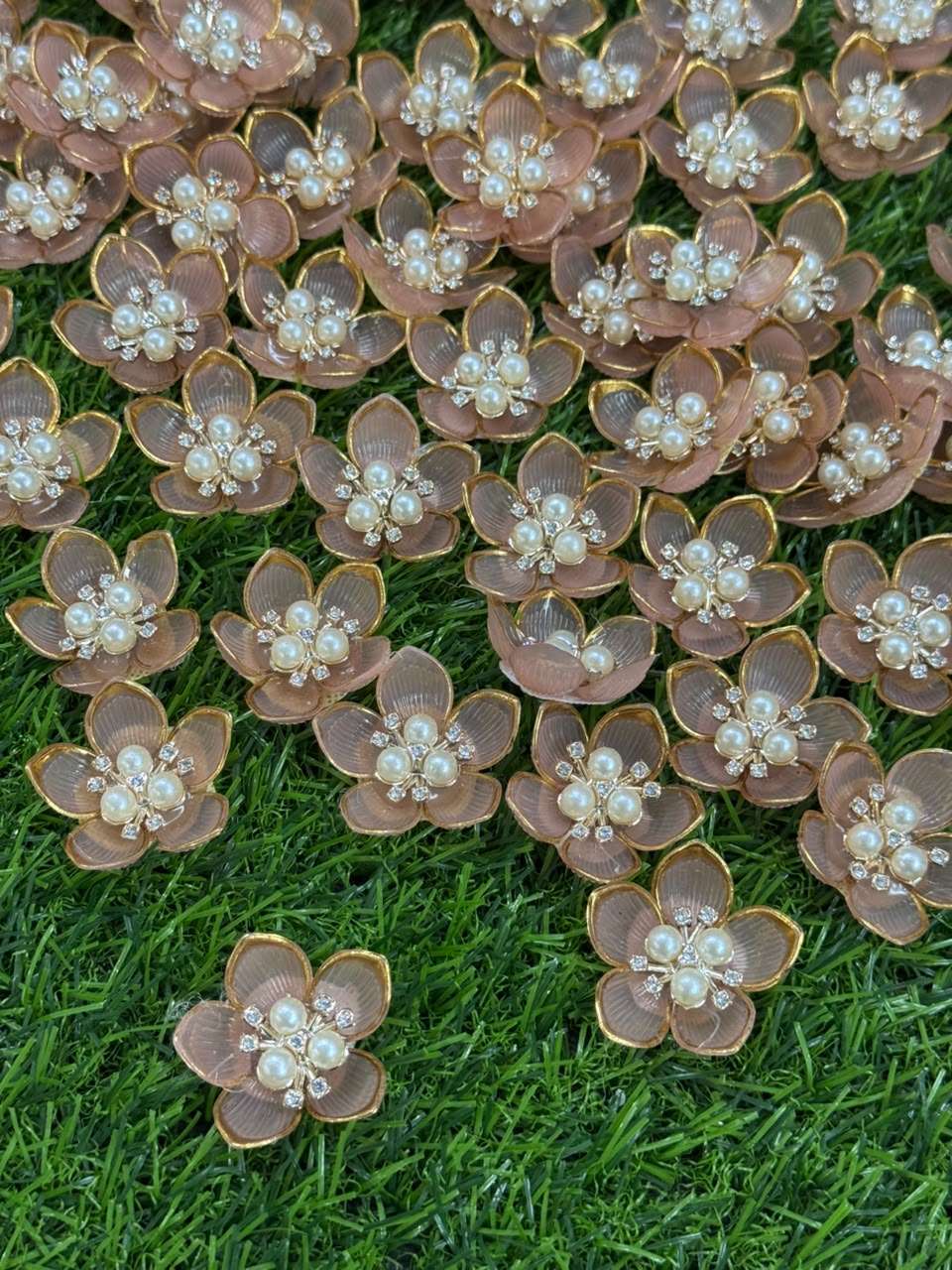 Peach Artificial Flower - 10 pieces , Shade - 9