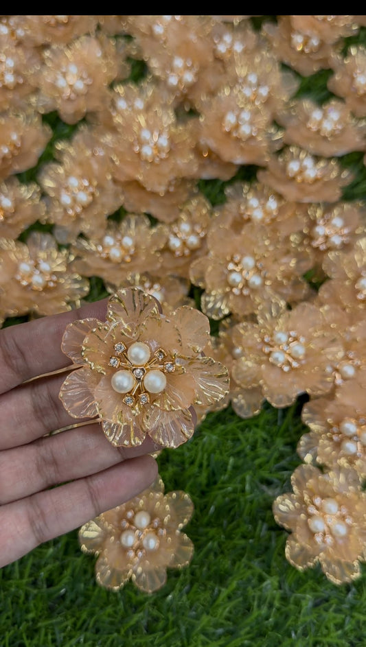 Peach Artificial Flower - 5 pieces , Shade - 12