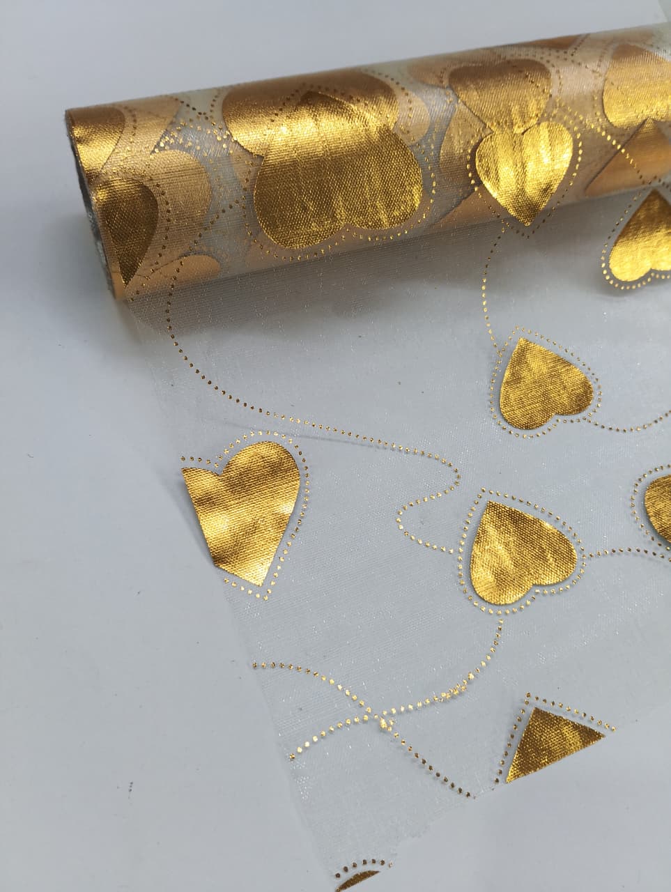 Big Heart Pattern - Net Roll - Golden - 4.5 mtr