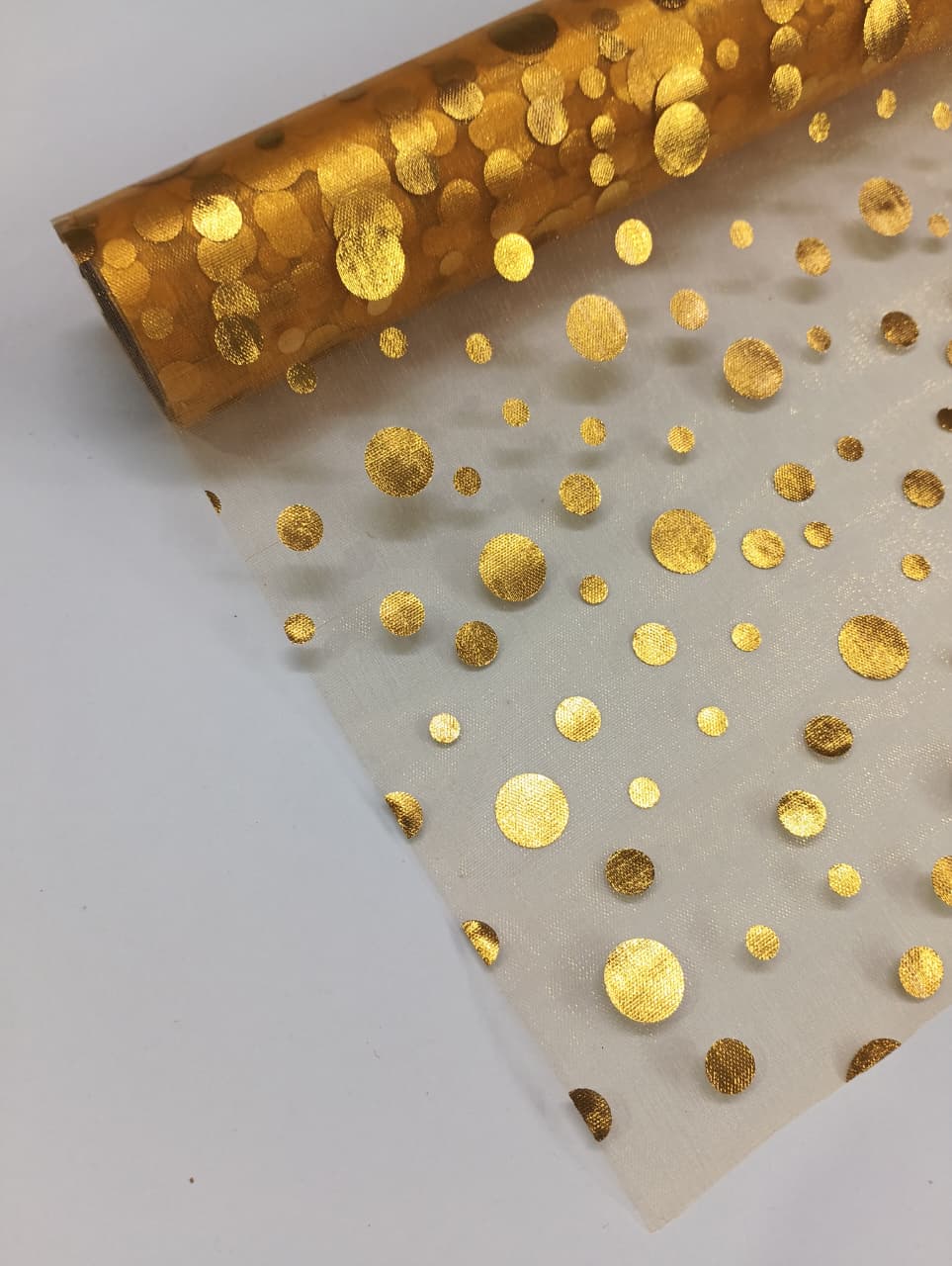 Polka Dots Pattern - Net Roll - Yellow Golden - 4.5 mtr