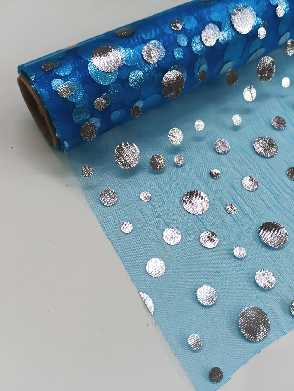 Polka Dots Pattern - Net Roll - Blue - 4.5 mtr