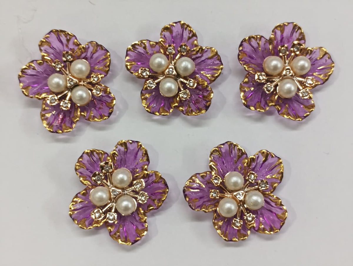 Purple Artificial Flower - 10 pieces , Shade - 19