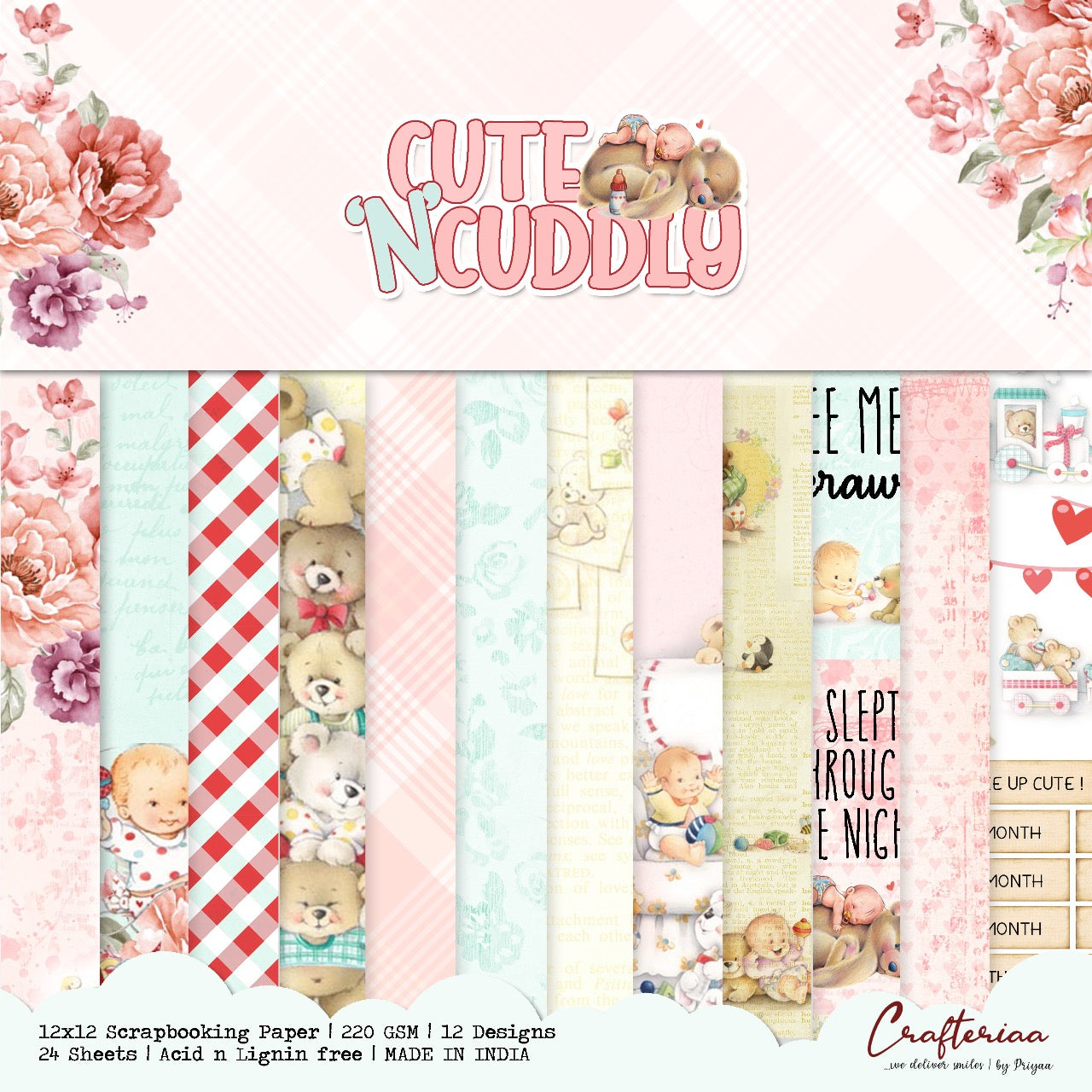 Cute n Cuddly- 12x12 inches- 24 Sheets