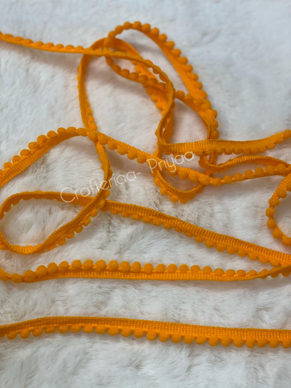 PomPom Lace- 10 mtr - Orangish Yellow