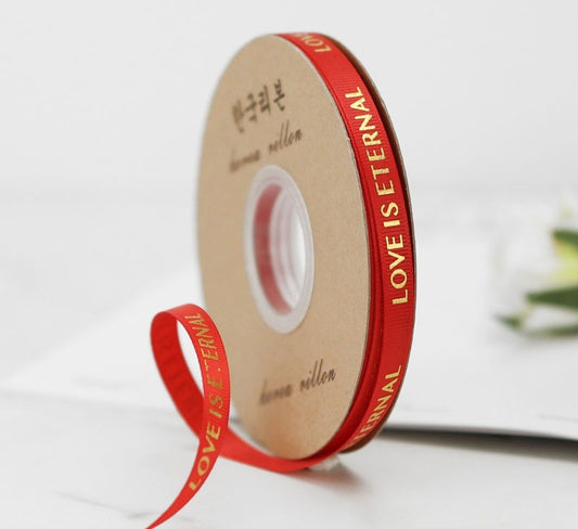 Grosgrain Printed Ribbon- Red -1cm approx