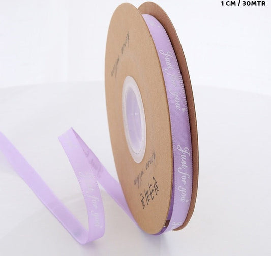 Satin Printed Ribbon- Light Purple - 1cm approx
