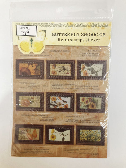 Butterfly Showroom Retro Stamp Sticker  – CPJ719