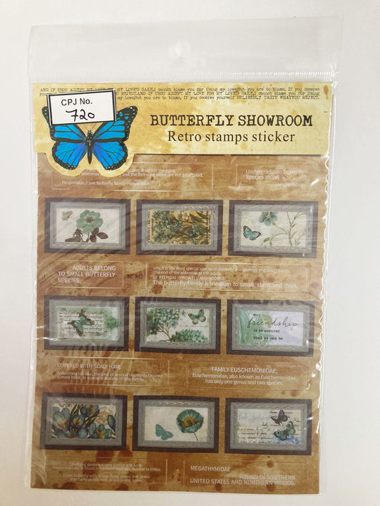 Butterfly Showroom Retro Stamp Sticker  – CPJ720