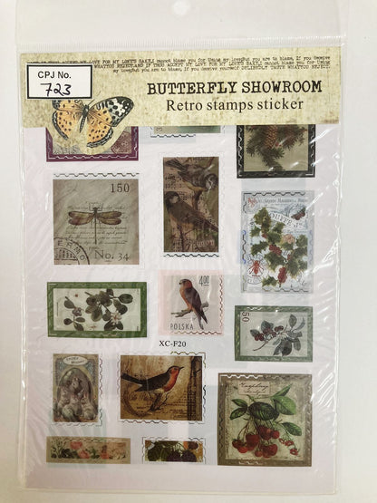 Butterfly Showroom Retro Stamp Sticker  – CPJ723