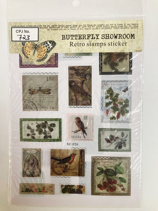 Butterfly Showroom Retro Stamp Sticker  – CPJ723