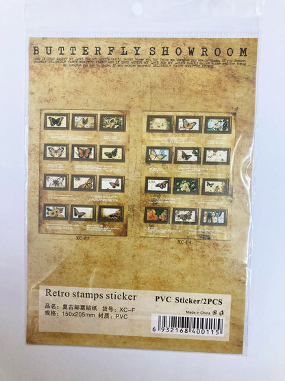 Butterfly Showroom Retro Stamp Sticker  – CPJ724