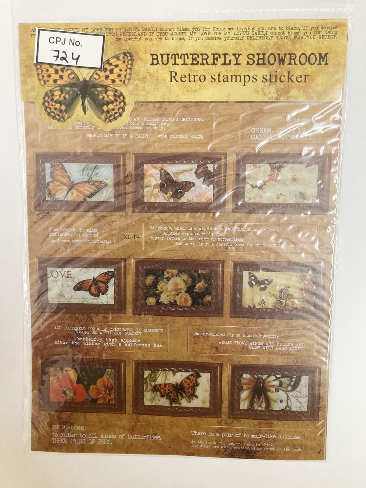Butterfly Showroom Retro Stamp Sticker  – CPJ724