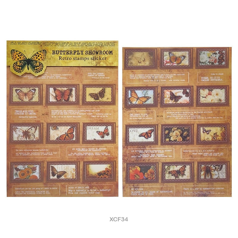 Butterfly Showroom Retro Stamp Sticker  – CPJ724
