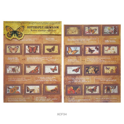 Butterfly Showroom Retro Stamp Sticker  – CPJ724