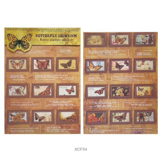 Butterfly Showroom Retro Stamp Sticker  – CPJ724