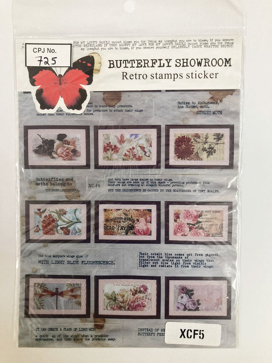 Butterfly Showroom Retro Stamp Sticker  – CPJ725