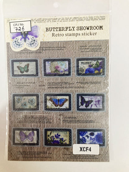 Butterfly Showroom Retro Stamp Sticker  – CPJ726