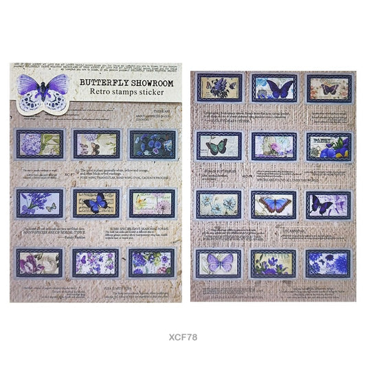 Butterfly Showroom Retro Stamp Sticker  – CPJ726