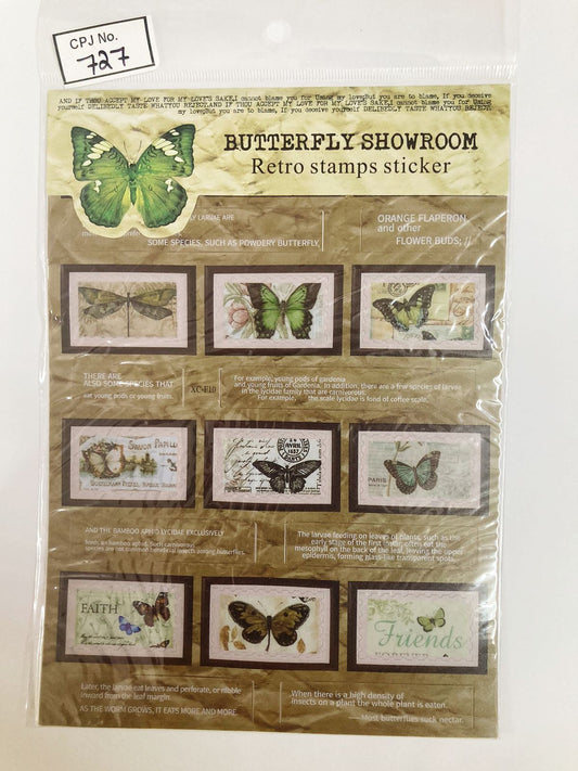 Butterfly Showroom Retro Stamp Sticker  – CPJ727