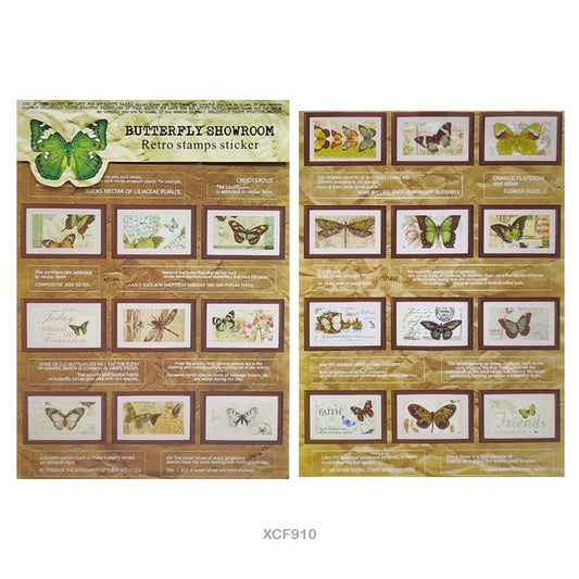 Butterfly Showroom Retro Stamp Sticker  – CPJ727