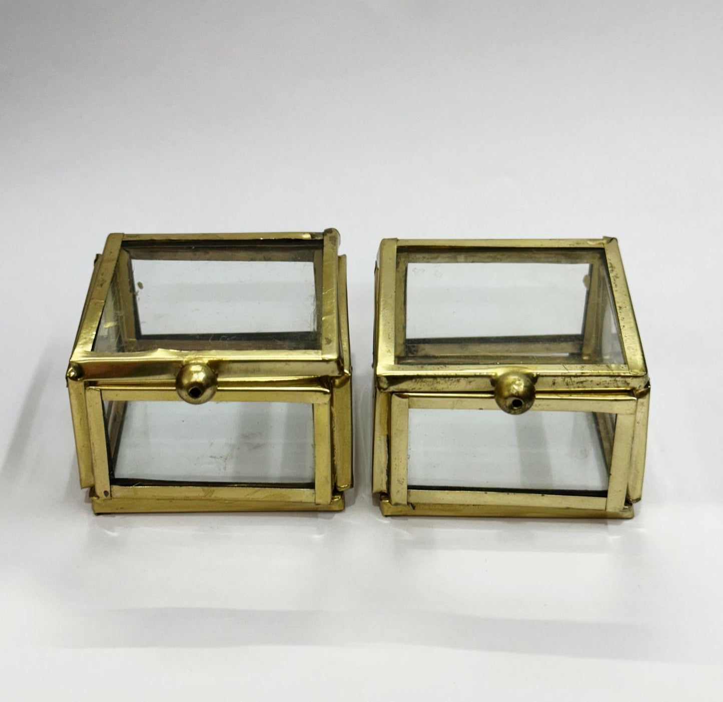 Vintage Glass Box Set for Ring –- 2 pieces