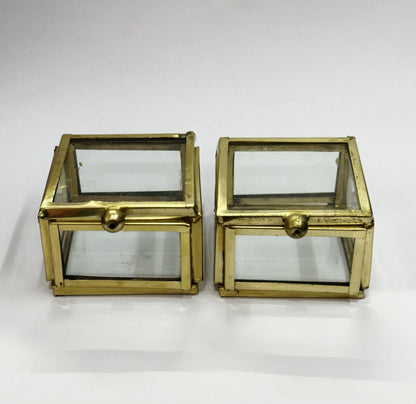 Vintage Glass Box Set for Ring –- 2 pieces