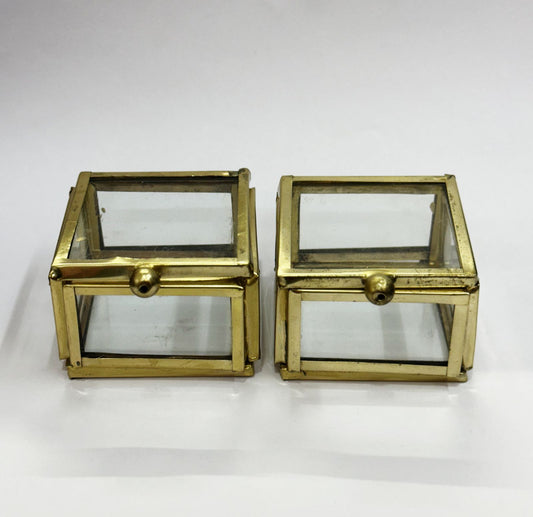 Vintage Glass Box Set for Ring –- 2 pieces