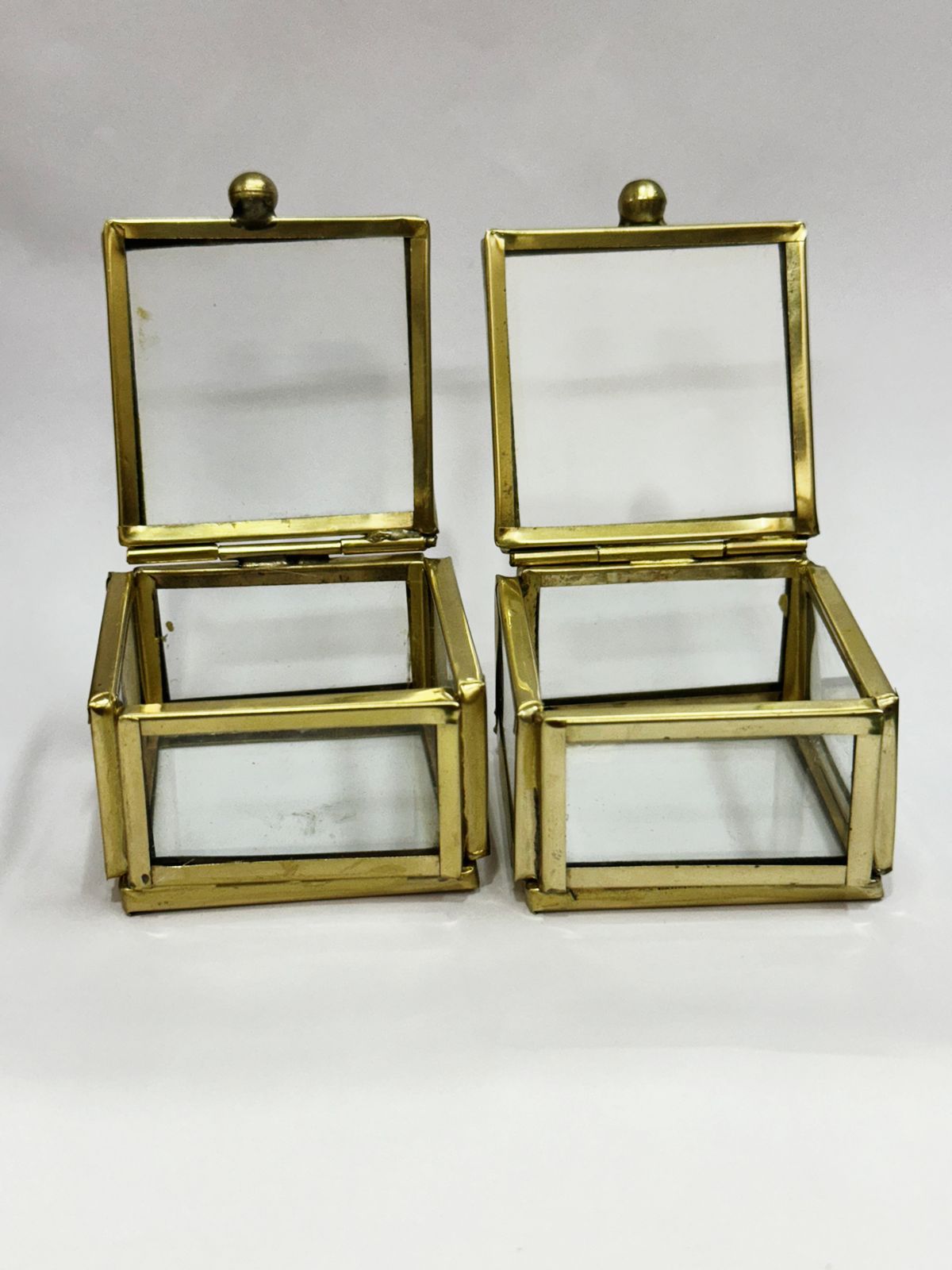 Vintage Glass Box Set for Ring –- 2 pieces
