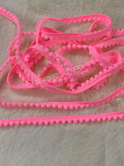 Pom Pom Lace- 2 mtr – Neon Pink