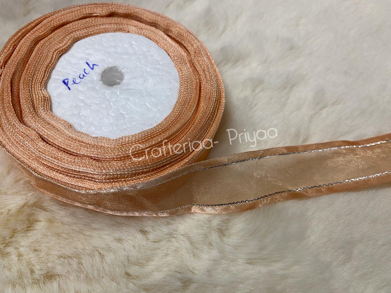 Pusha Color Ribbon Organza-Ribbon-1-inch-color – Peach | Crafteriaa – Craftpriyaa