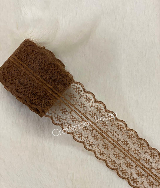 Net Lace- 1 roll-2 mtr- Dark Brown