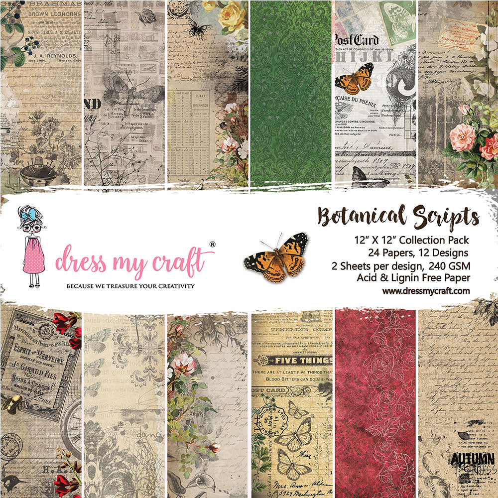 Botanical Scripts – 12″ x 12″ Paper Pad