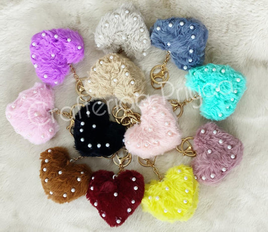 Heart Pom Pom Key Ring – 1 Piece