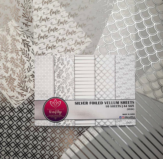 Silver foiled Vellum- A4 – 10 Sheets