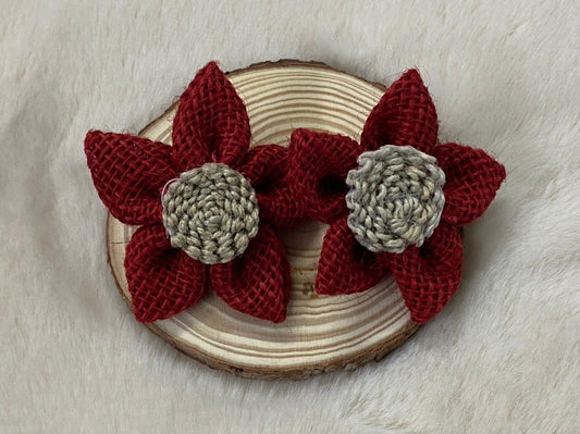 Jute Flowers- 2 Pieces shade -Dark Red