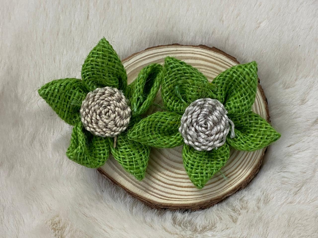 Jute Flowers- 2 Pieces shade – Green