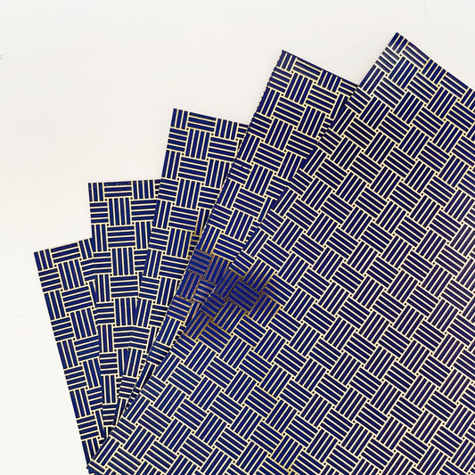 Foiled Paperpack- Navy Blue – Geometric- 10 Sheets- 12 x 12 Inch- Gold
