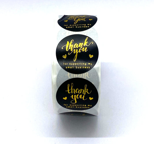 Thank you Sticker – 500 pieces – Black Foil- 1 Roll