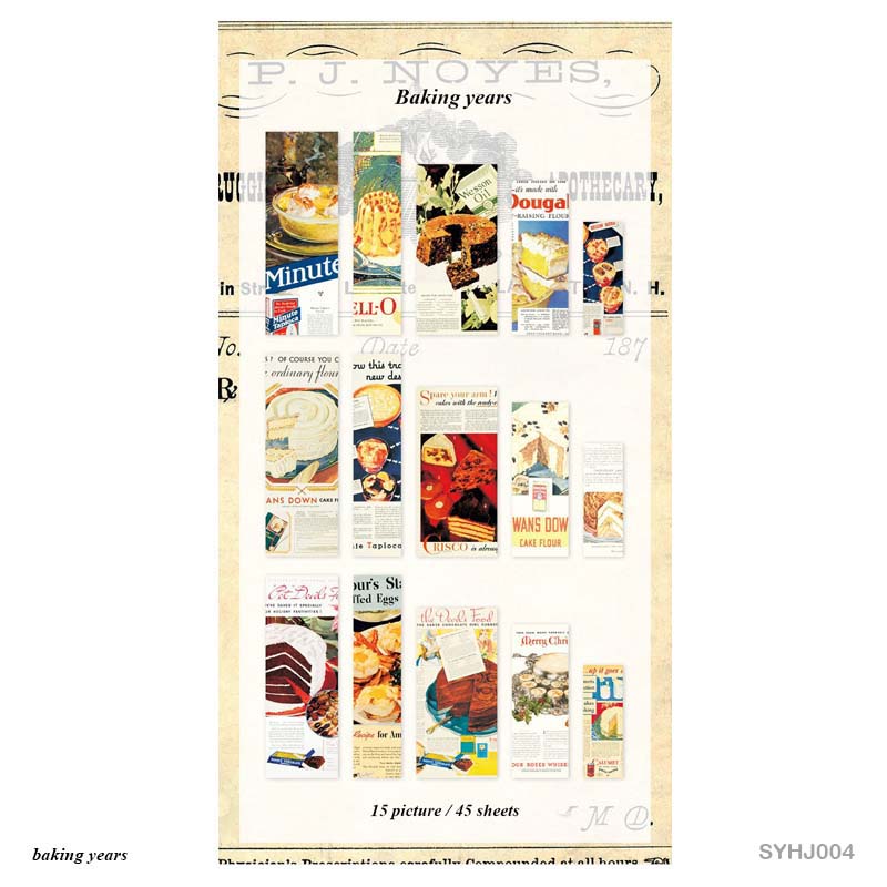 Vintage Stickers set – 45 Sheets- Baking Years- CPJ468
