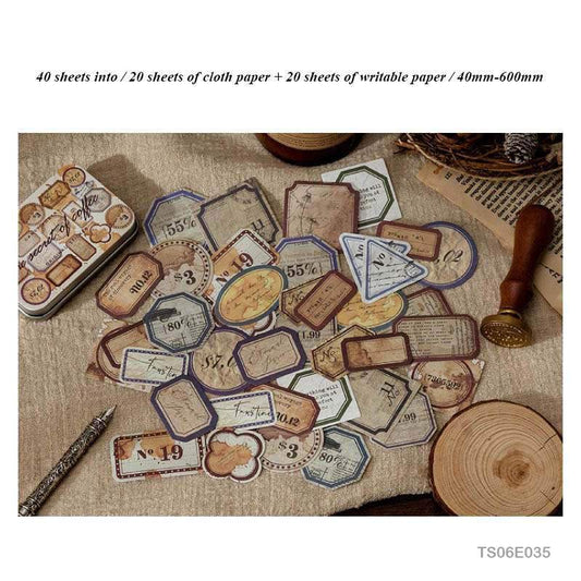 Vintage Tin Box Stickers – 40 pieces- The Secret Of Coffee