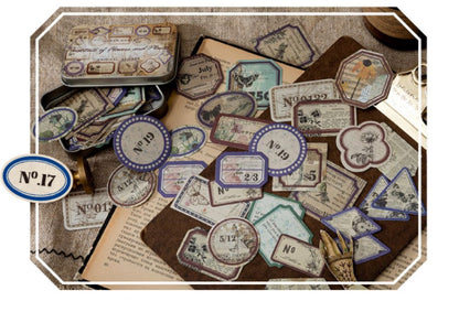 Vintage Tin Box Stickers – 40 pieces- Institute Of Flowers and Plants