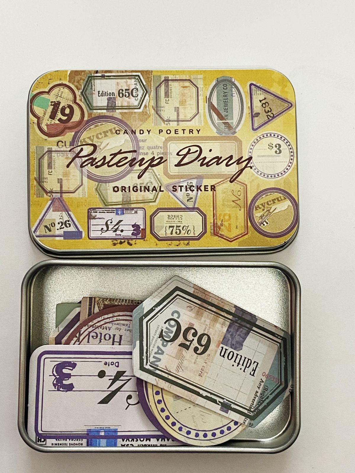 Vintage Tin Box Stickers – 40 pieces- Pasteup Diaries